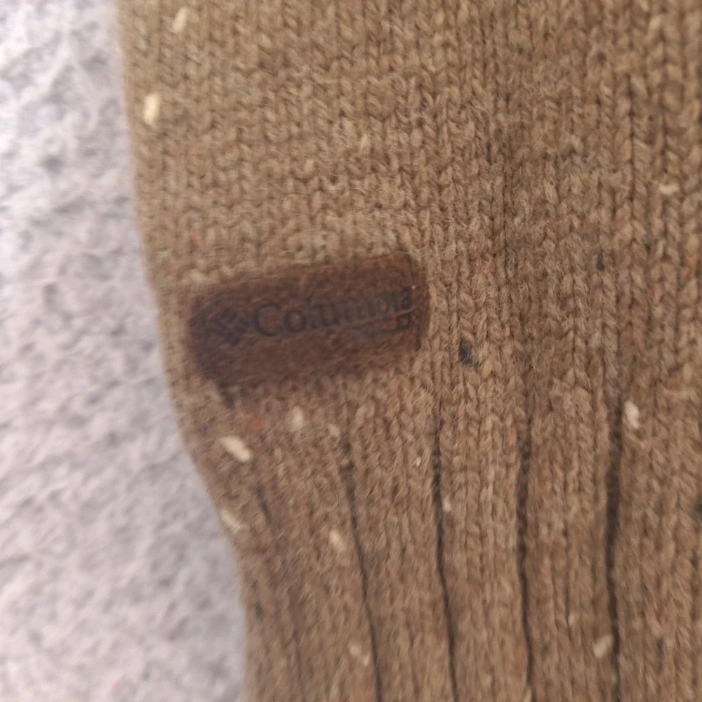 Columbia Sweater Mens XL Brown Speckled Pullover 1/4 Zip XCO Cotton‎ Wool Blend